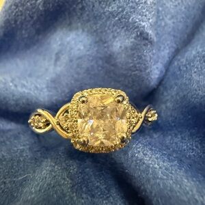 Charmed Aroma Princess Cut Halo Ring with Infinity Detail size 8